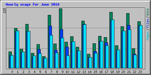 Hourly usage for June 2016
